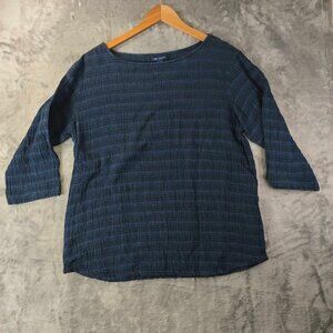 Pure Jill Women S Blue Versatile Modest Minimalist Edgy Slouchy LongSleeve Shirt